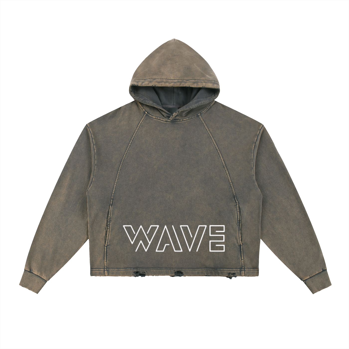 Vintage Washed Frayed-Hem Hoodie