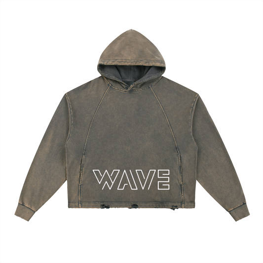 Vintage Washed Frayed-Hem Hoodie