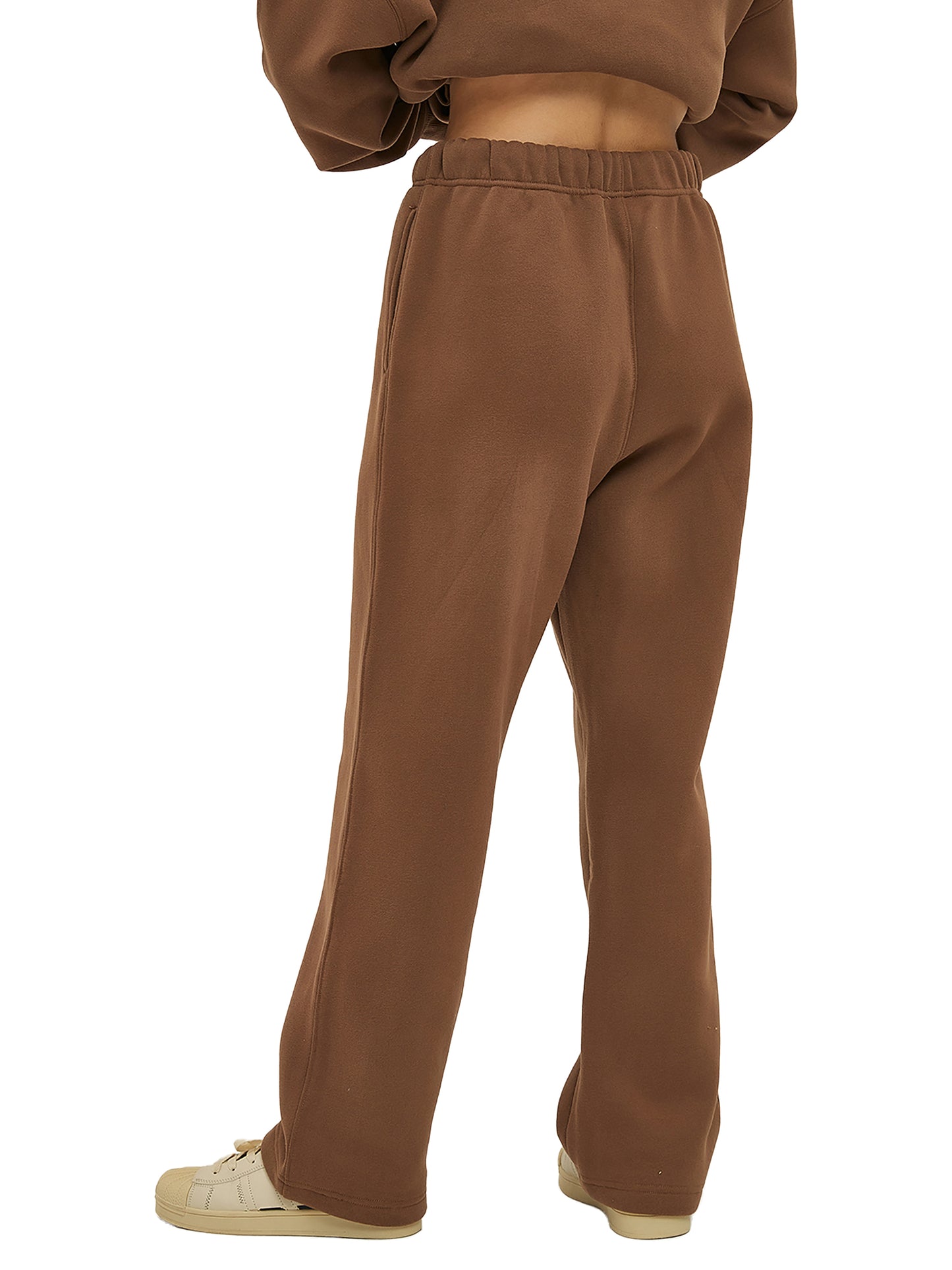 Streetwear Unisex Solid Color Fleece Straight Leg Pants